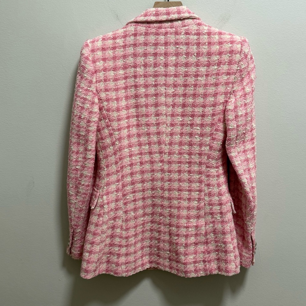 ZARA Pink Tweed Blazer Double Breasted Bouclé Jacket tailored Preppy Workwear - Picture 12 of 14